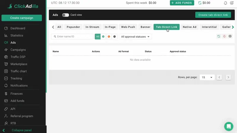 Tab-direct link creating