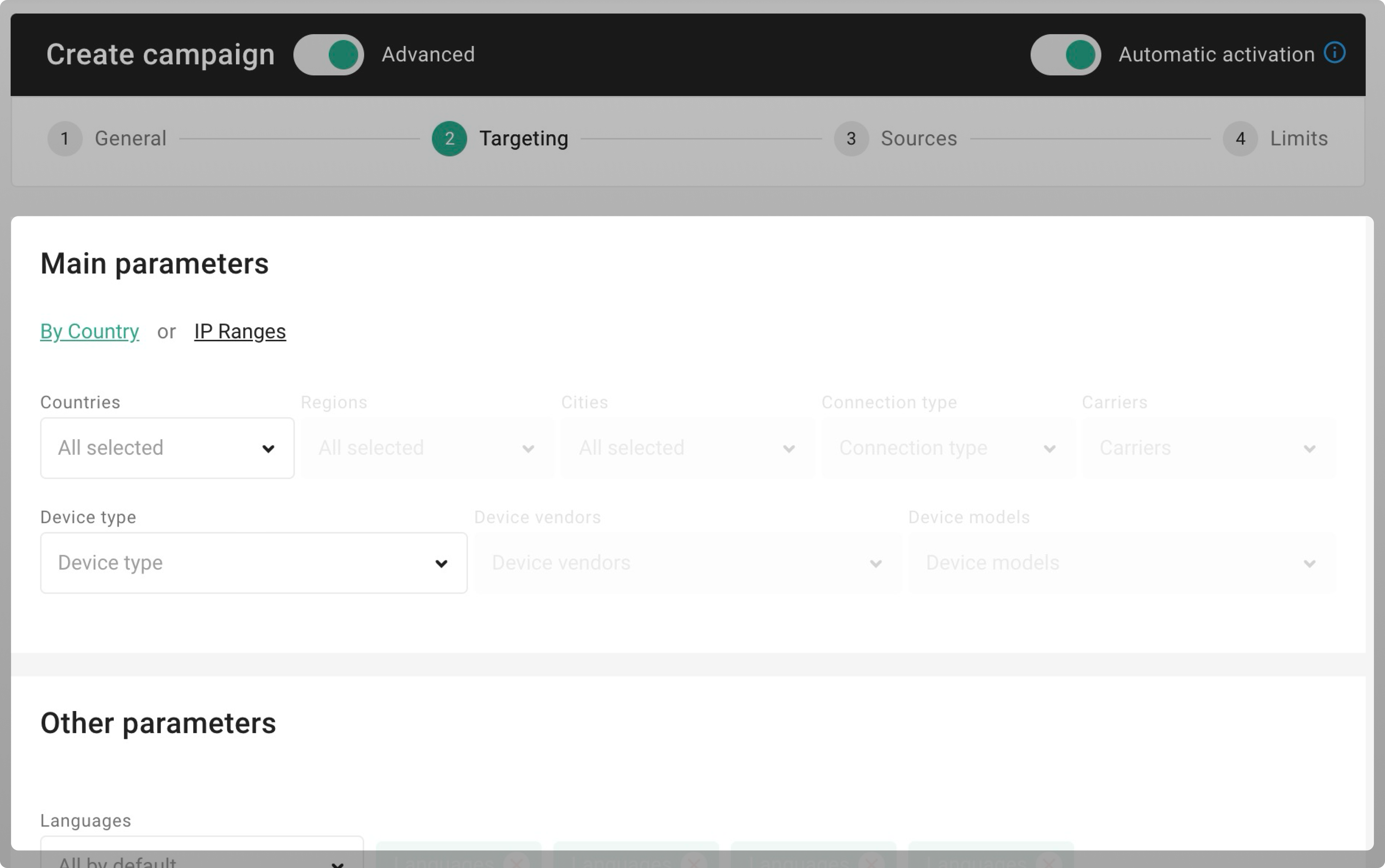 targeting parameters
