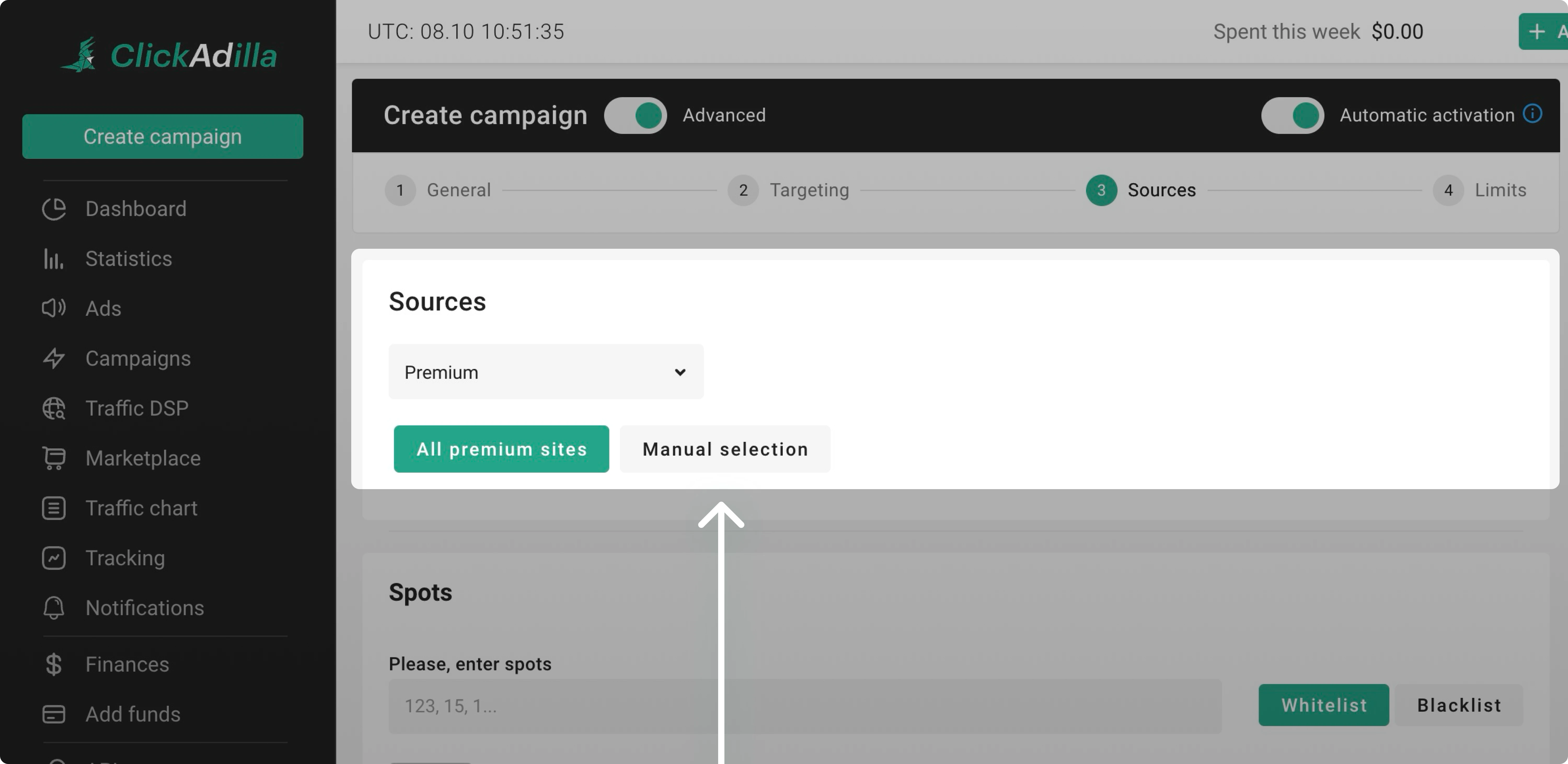 Premium section in Sources