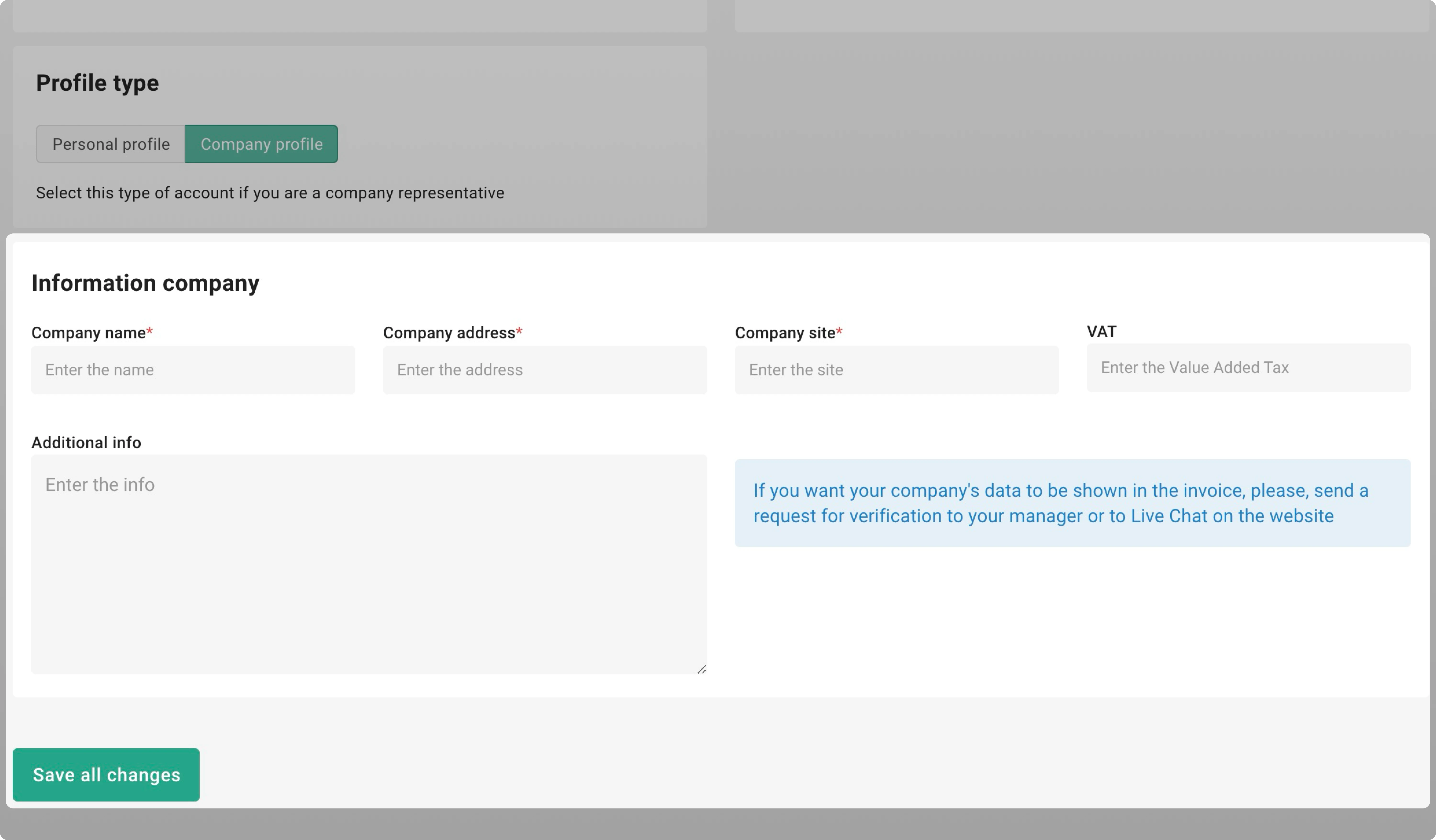 Information company section