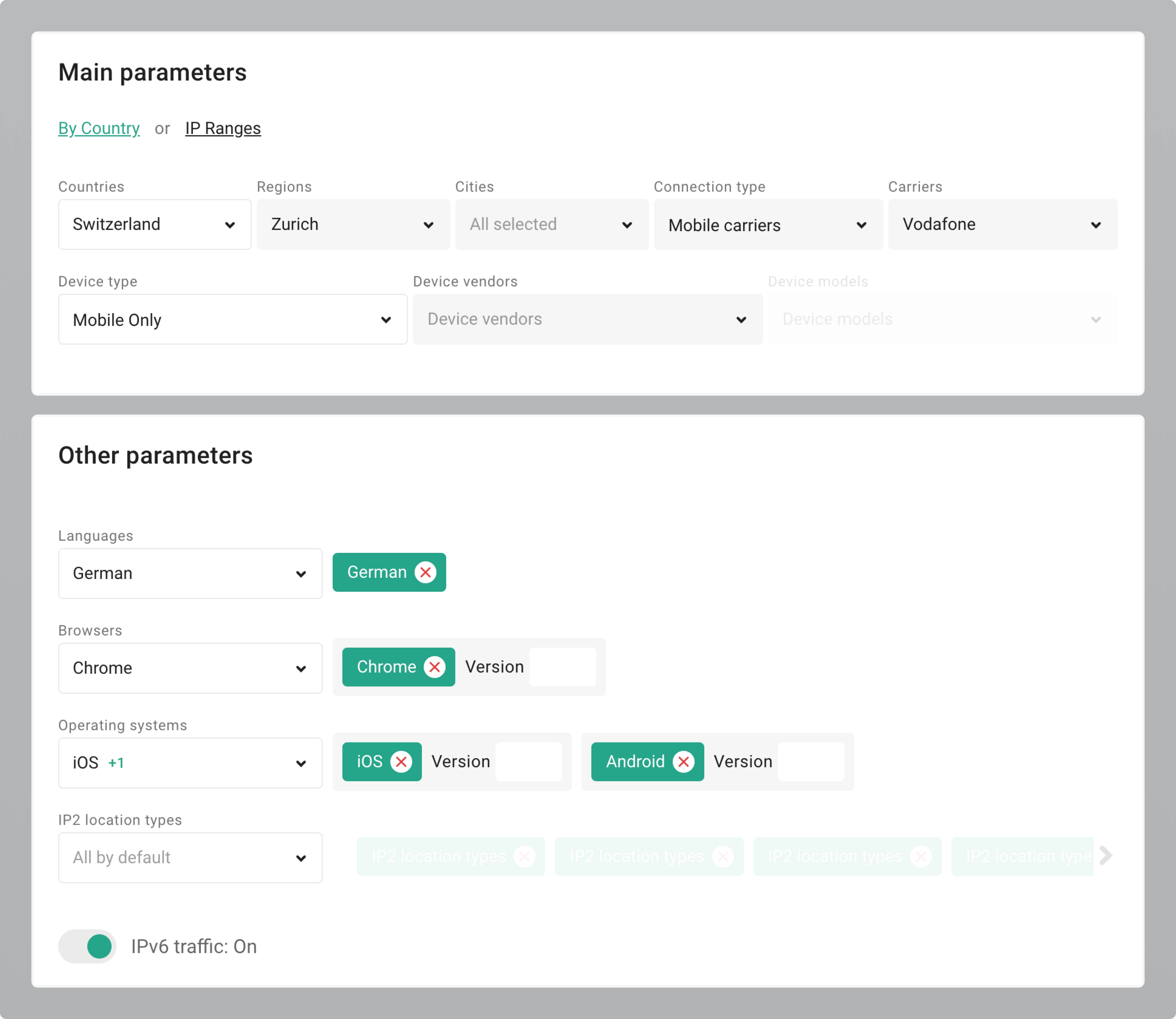targeting parameters