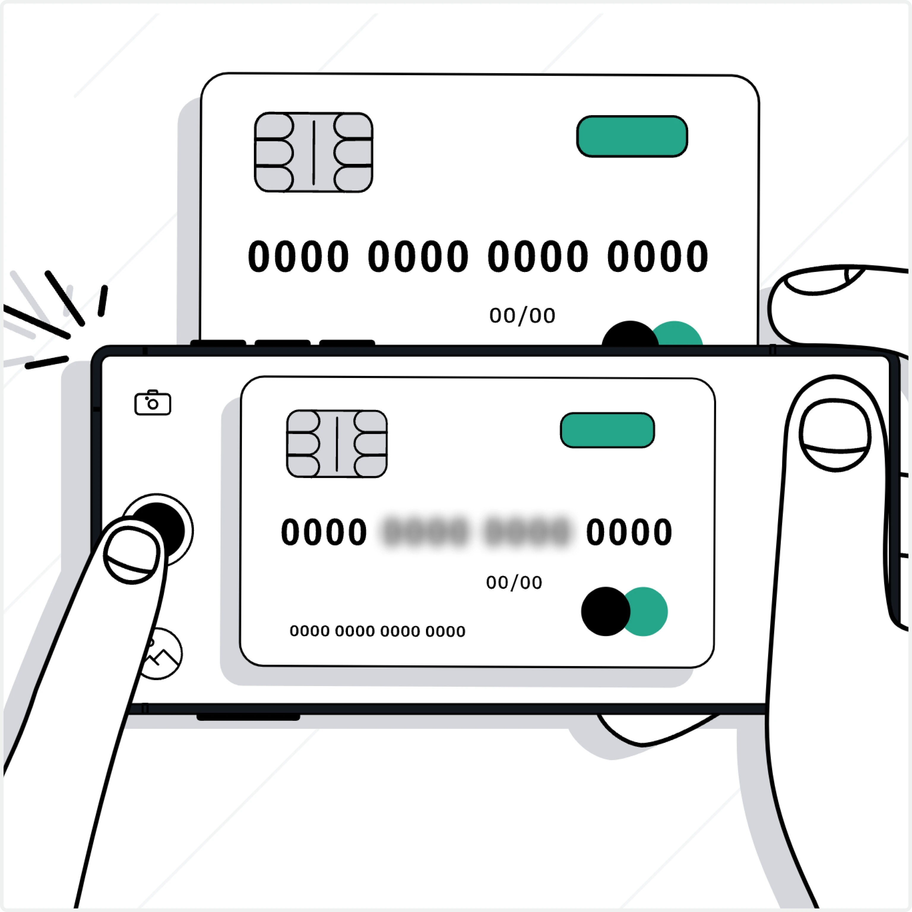 taking the photo of the card with covered digits