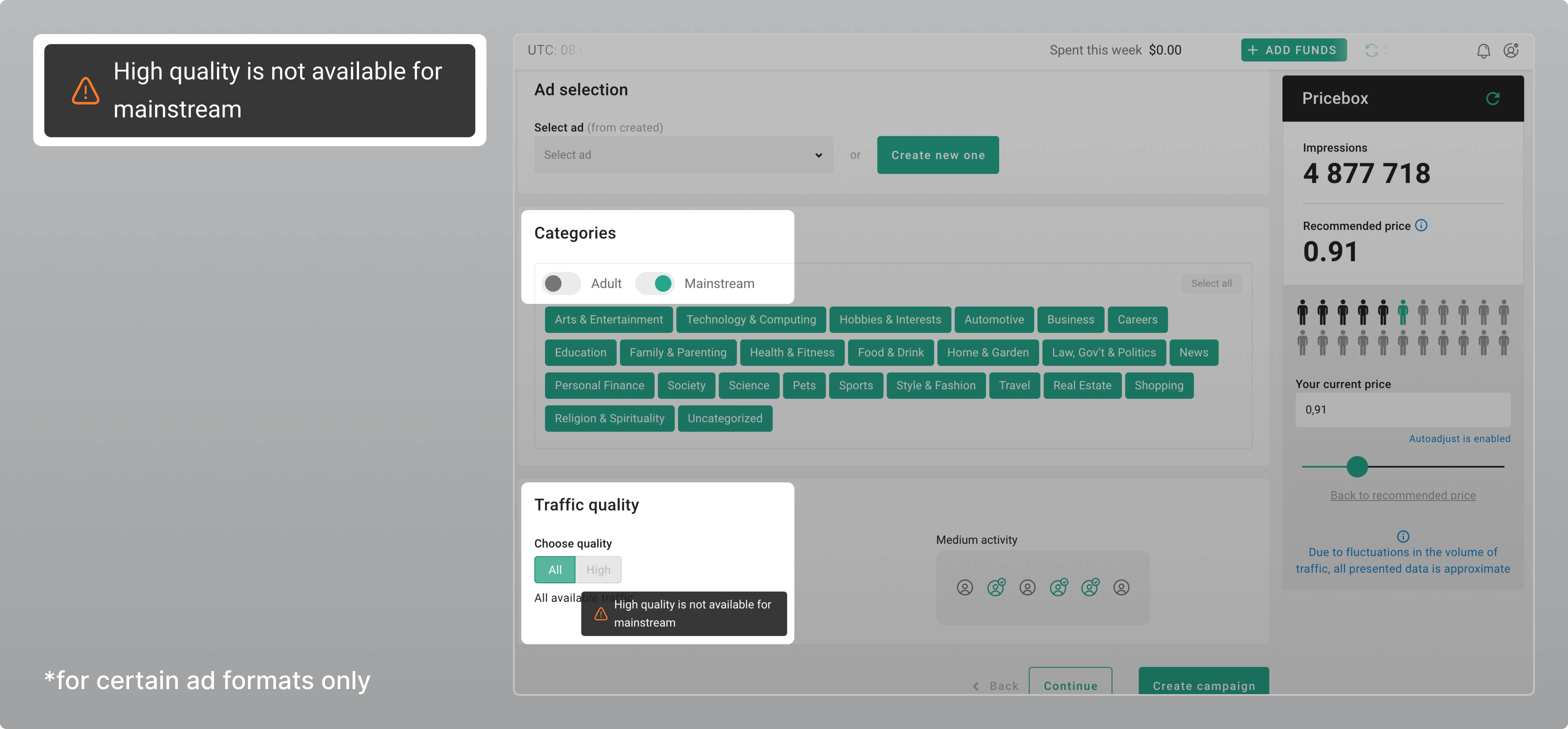 Traffic quality availability 