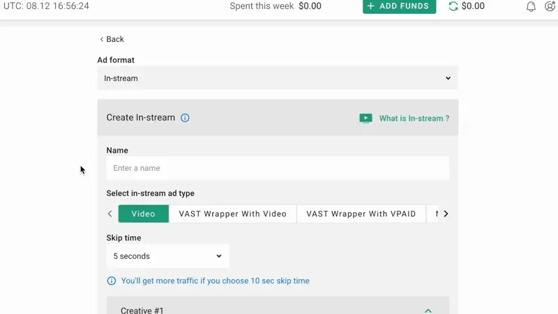 In-Stream Motion Banner creating
