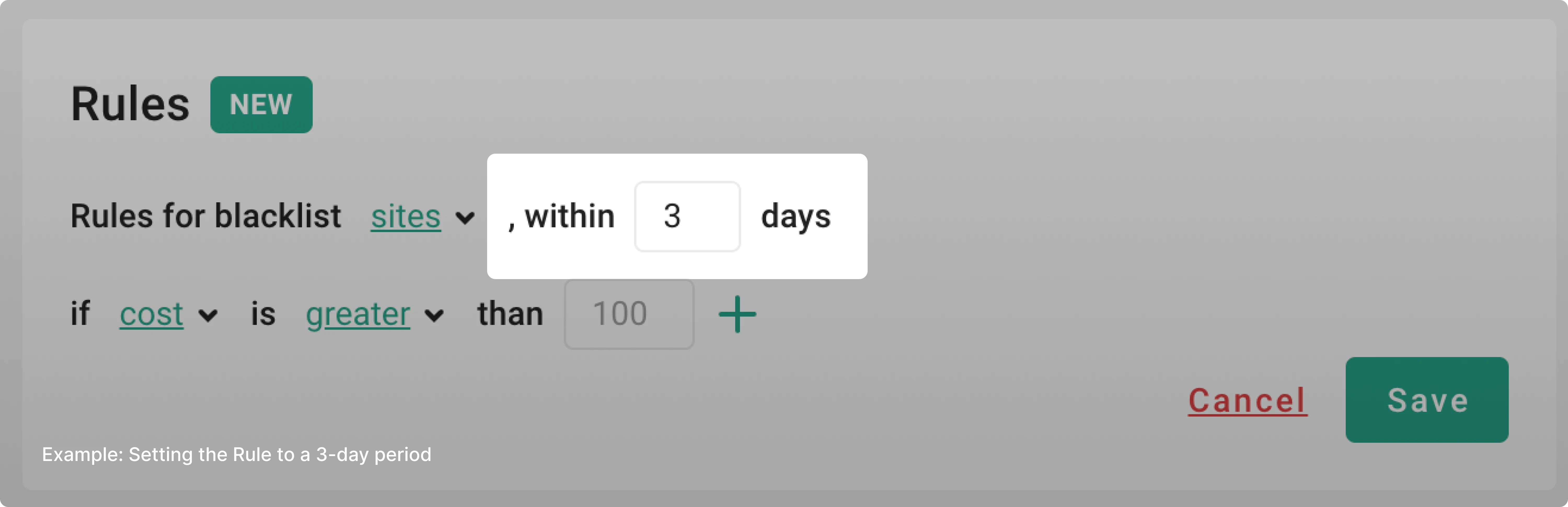 Example of rule period 2: Choose of 3 days