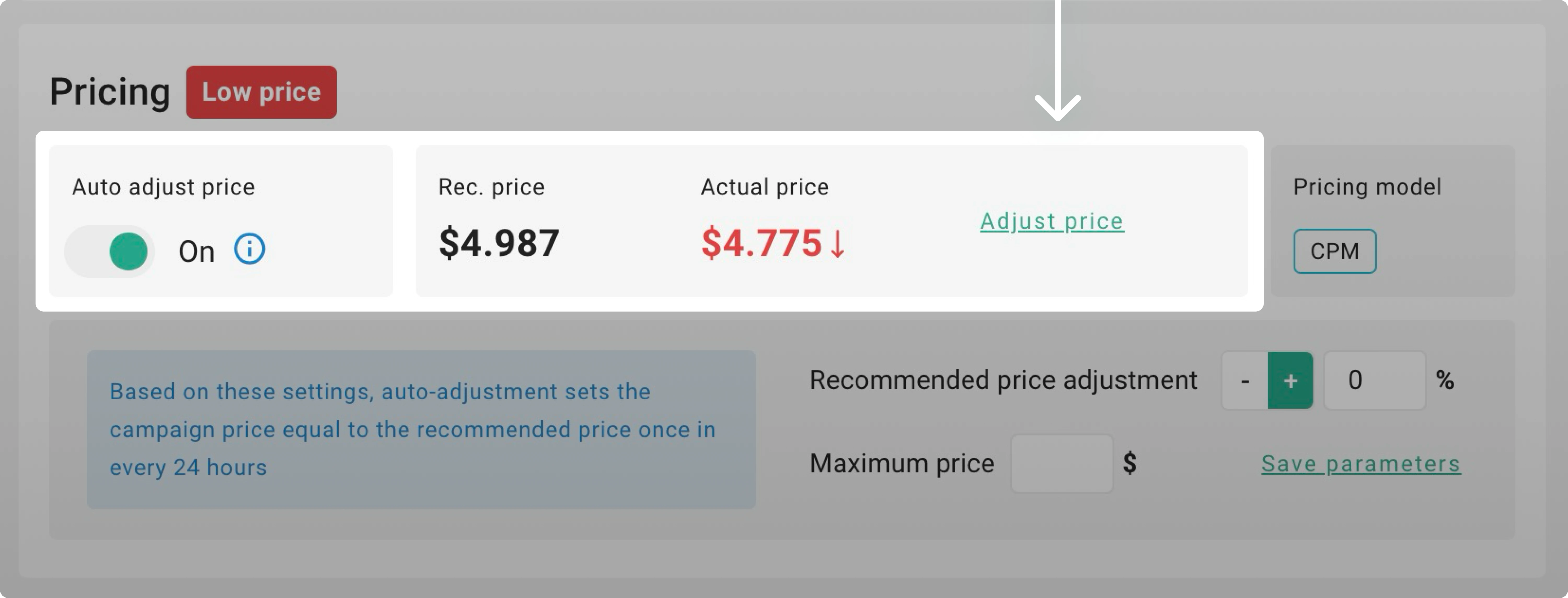 Auto-adjust and Adjust buttons