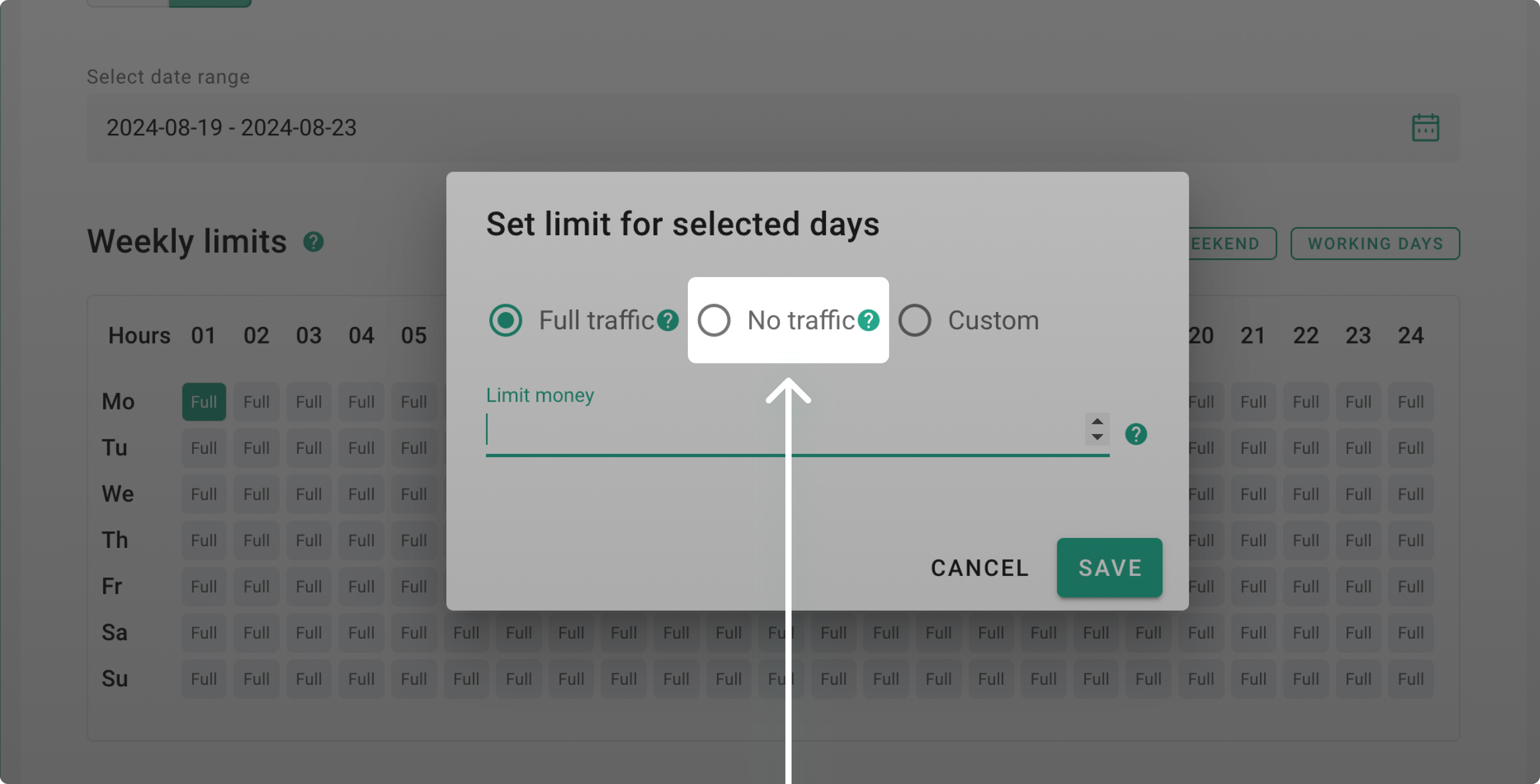 Other options to set traffic limits