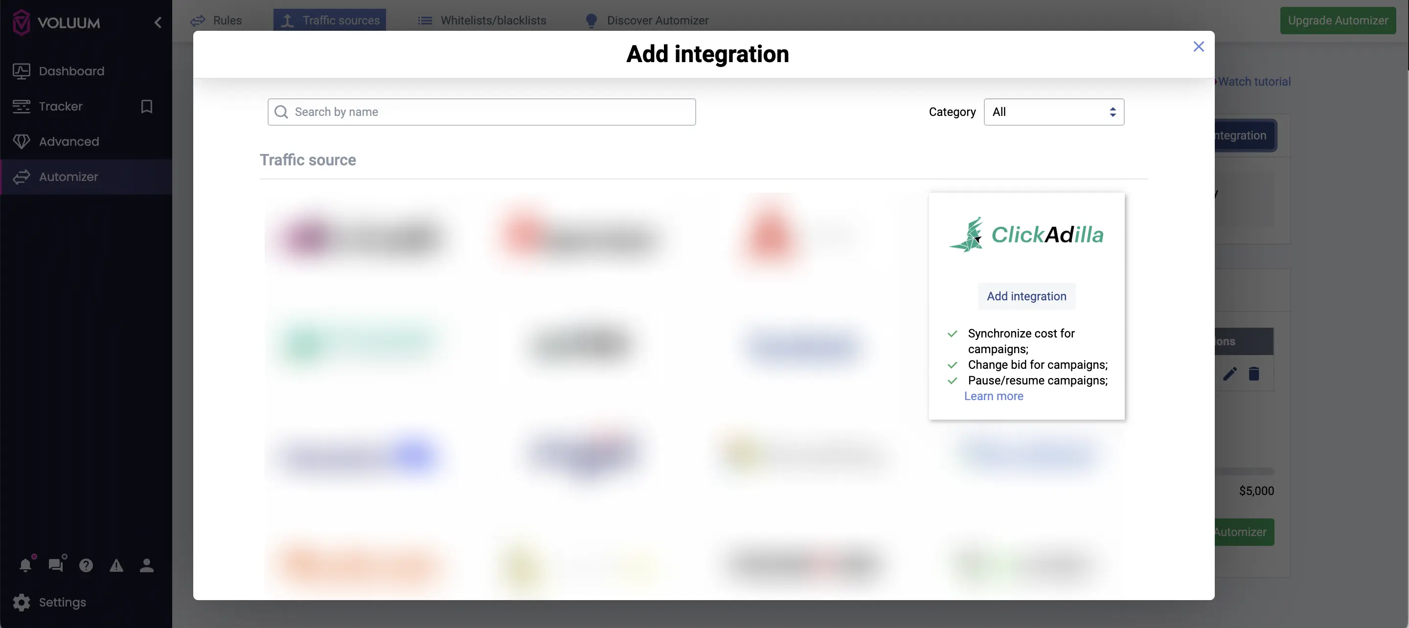 ClickAdilla Voluum Add integration